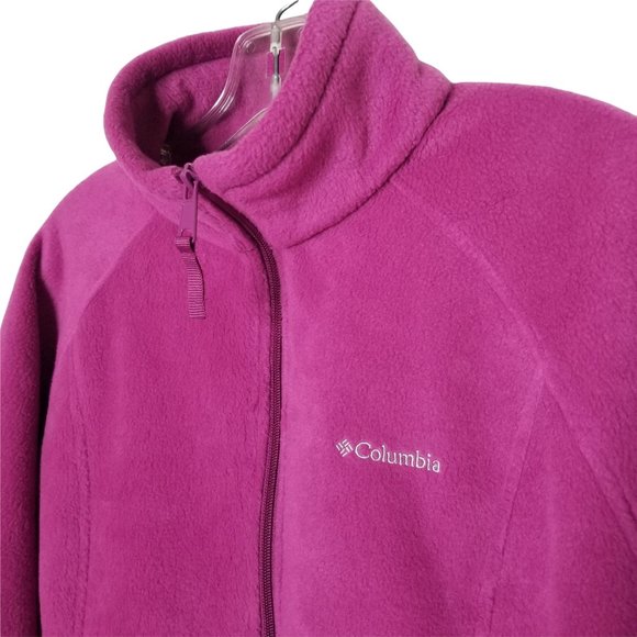 Columbia Womens Size L Jacket Fleece Shaped Fit Zip Drawstring Pockets Pink - Picture 4 of 6